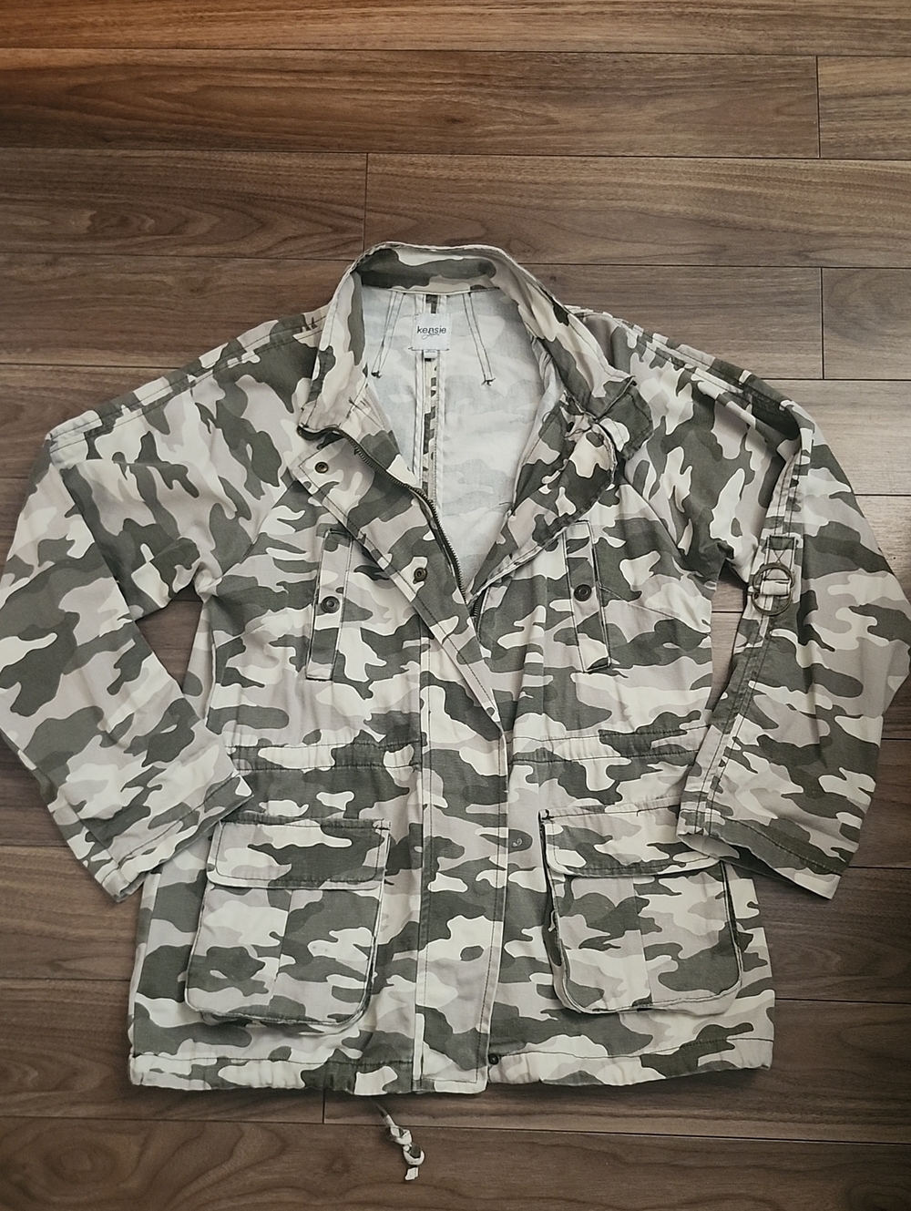 KENSIE Men's Camouflage Utility Jacket - Grey Camo
